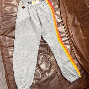 Aviator Nation Gray Sweatpants with Multicolor Stripe size Large